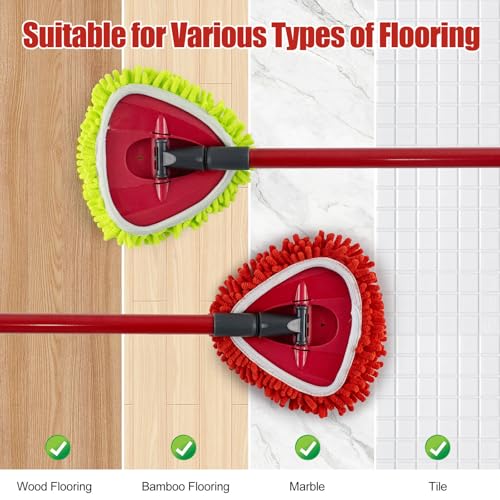 6 Pack Chenille Mop Heads Replacement for Ocedar EasyWring Spin Mop, Microfiber Spin Mop Replacement Head, Washable & Easy to Replace, Deep Cleaning for Hard Floors - color: 3red+3green