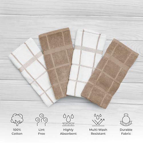 100% Cotton Terry Dish Cloth & Dish Towel, 6 Pack, Super Soft and Absorbent Kitchen Towels, Perfect for Kitchen Cleaning and Dish Washing (TAN (DT and DC Combo)) - color: Tan (Dt and DC Combo)