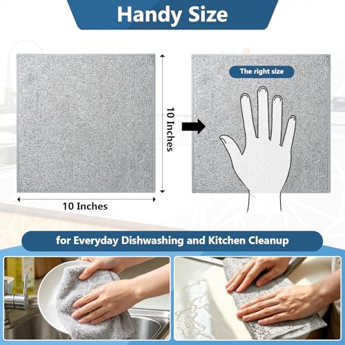 Kitchen Dish Cloths, 12 Pack, 10 x 10 Inches, Super Absorbent Microfiber Dish Towels, Soft Lint Free Reusable Dish Rags for Washing Dishes, Drying, Counters and Sink, Grey - color: Grey