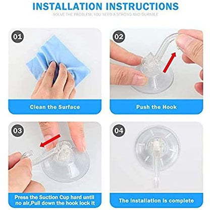 1st Choice Clear Plastic Suction Cup Hooks, 2 Pack Ultra Heavy Duty Power Lock Vacuum Traceless Smooth Waterproof Oil-Proof Wall Shower Kitchen Window Bathroom Holder - size: 2 pcs