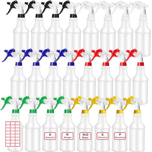 Rtteri 24 Pcs 16 Oz Plastic Spray Bottle for Cleaning Solutions Bulk Empty and Reusable Leak Proof Spraying Bottles for Cleaning, Water, Auto Details, Commercial, Bathroom(Multi Color) - color: Multi Color