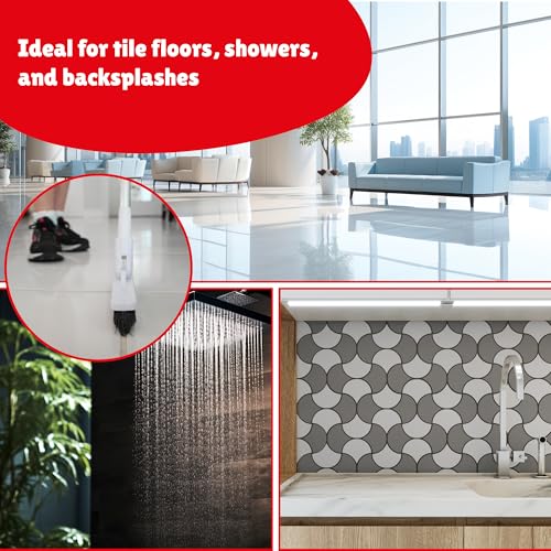 Grout Brush - Heavy Duty Grout Scrub Brush with Long Handle - Shower Floor Scrubber for Cleaning - Tile Scrub Brush with Stiff Bristles - Grout Cleaner Brush for Tile Floors, Bathroom, Shower Corners