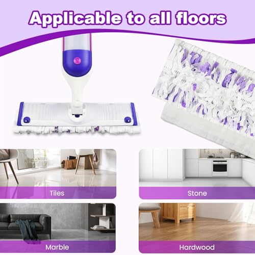 Pure Realm 20 Count Disposable Power mop Pads Compatible with Swiffer Power mop Refills and Wood PowerMop, Multi-Surface swiffer Wet Pads Refills Replacement Use for Floor Cleaning - color: Purple 20 Mop Pads