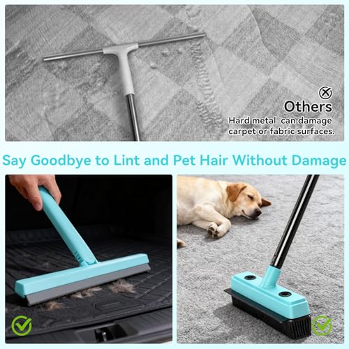 Michao Floor Squeegee with 180° Rotating Head,with Rubber Broom for Carpet Pet Hair Remover,air Broom,for pet Removal Fluff Carpet, Hardwood Floor, Cleans Glass, Fine Dust, Hair, Liquid (Black)