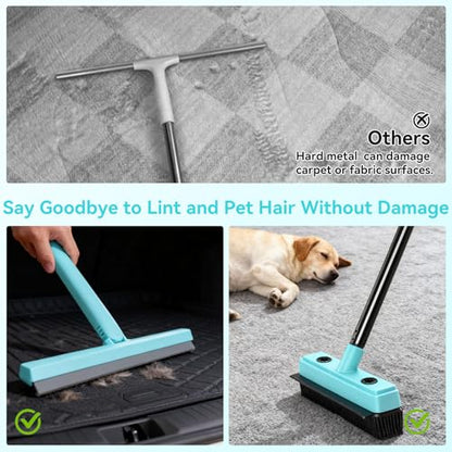 Michao Floor Squeegee with 180° Rotating Head,with Rubber Broom for Carpet Pet Hair Remover,air Broom,for pet Removal Fluff Carpet, Hardwood Floor, Cleans Glass, Fine Dust, Hair, Liquid (Black)