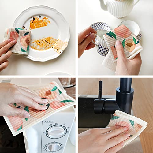 Mixed Fruit Swedish Kitchen Dishcloths Reusable Dish Towels Absorbent and Fast Dry Cleaning Cloths for Kitchen Cleaning Wipes 6 Pieces - color: Fruit