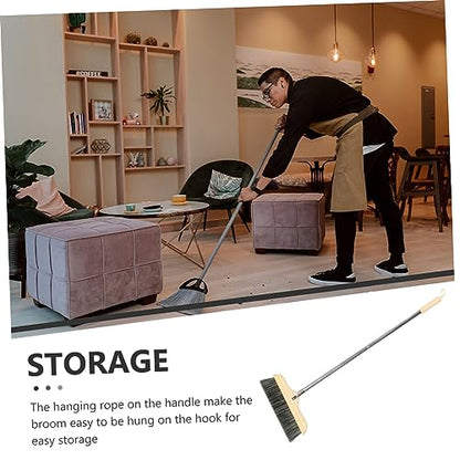 VICASKY Soft Bristle Broom with Long Handle Static Hardwood Floor Cleaning Brush for Home and Office Thick Bristles for Pet Hair and Dirt Removal Indoor Outdoor Sweeping Tool