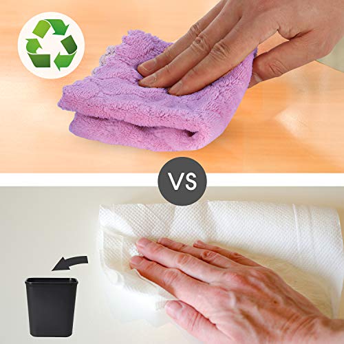 kimteny Cleaning Cloths Kitchen Towels Microfiber Washcloths Lint Free Dish Cloth Reusable Dishtowels Household Super Absorbent Fast Drying, 10"x10", Pack of 5 (Purple-Grey) - color: Purple-grey