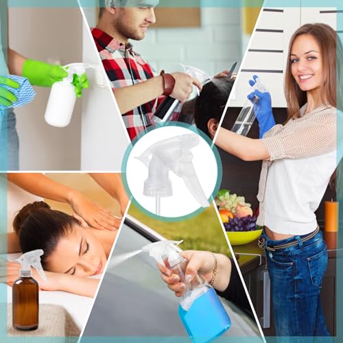 6Pcs Clear Spray Bottle Replacement Nozzle- Reusable Quality Trigger Spray Nozzles with Mist Stream Sprayer, Fit Standard 28/400 Neck 32oz, 16oz, 8oz Bottles for Garden Home Kitchen Office Gifts - color: Clear