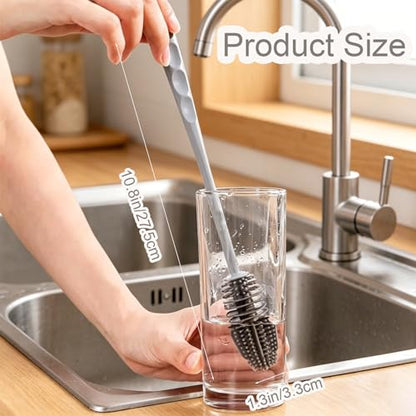 Long Handle Silicone Bottle & Cup Brush – Flexible Deep Cleaning for Bottles, Cups and Containers