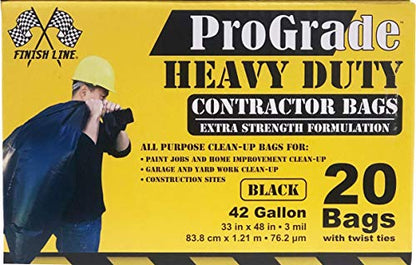 Reli. Contractor Garbage Bags 42 Gallon | 20 Trash Bags | Heavy Duty | Black Contractor