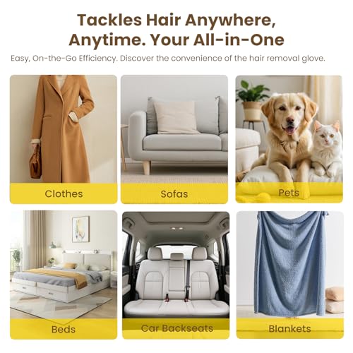 3Pcs Pet Hair Removal Glove for Cats & Dogs, Reusable Electrostatic Pet Hair Gloves,Pet Hair Remover, Newly Upgraded Pet Hair Removal Tool for Car Seat,Clothing,Carpet,Couch
