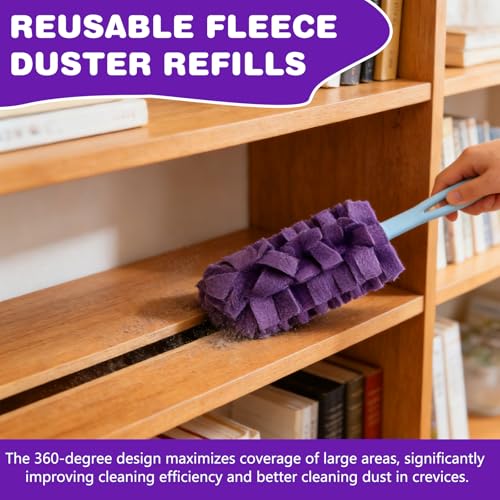 Duster Refill Reusable Fleece Duster Refills, Heavy Duty Feather Flat Dusters Refills Washable Cleaning Pads for Home, Blinds, Car, Pet, Furniture, Fans (5 Pack-Mixed Color)