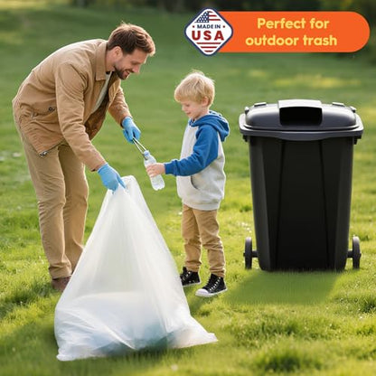 DELXO 30-33 Gallon Trash Bags, 250 Count Light to Medium Large Clear Garbage Bags, Thick Durable and Puncture-Resistant Plastic Bags for Kitchens, Yards & Offices, Made in USA - color: 33Gal-250Ct(Clear)