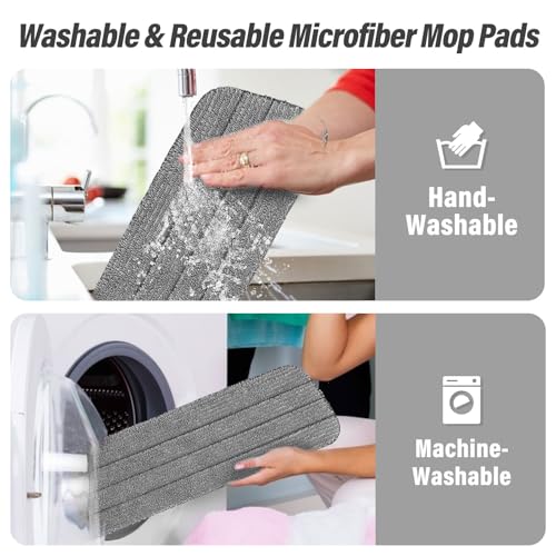 16.5" Microfiber Mop Pads Refills, 3 Pack Reusable Replacement Heads | reusable wet mop refills, machine washable for 14-16 inch spray mops, hardwood floors, dust cleaning & scrubbing - color: 16"grey Plain*3