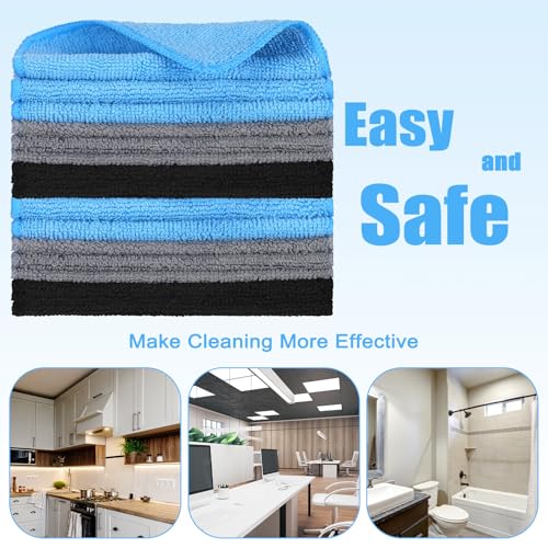 Tanlade Cleaning Cloth Dry Erase Cloth Cleaning Rags Reasonable Kitchen Towels Microfiber Towels Cars Wash(6 x 6 Inch,Blue/Gray/Black,50 Pcs) - color: Blue/Gray/Black, size: 6 x 6 Inch