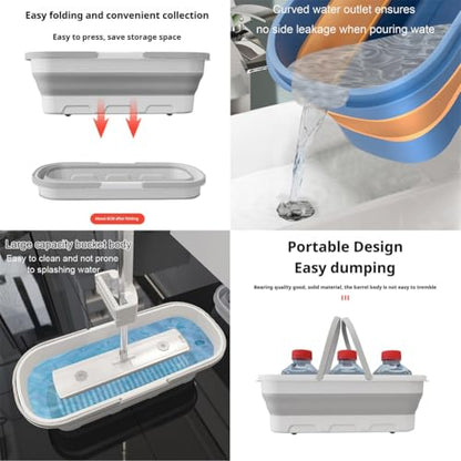 JDIV Streamline Mop, Streamline Flat Mop, 2026 Large Flat-Mop and Bucket System, Self Wringing 360 Flat mop, Wet and Dry Use (White) - color: White