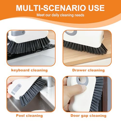 2 in 1 Window Track Cleaning Brush, 2026 New Groove Crevice Cleaning Tool, Multifunctional Hard Bristle Grip Brush with Hidden Scraper, Gap Scrub Brush for Sliding Door, Window Sill (1Pc-Grey) - color: 1pc-grey