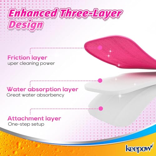 KEEPOW Microfiber Steam Mop Pads Compatible with Schenley Steam Mop 7 in 1, Washable and Reusable Mop Replacement Pads Steam Cleaner Attachments for Multi Surface Floor 2 Pack - color: Pink, 2 Pack