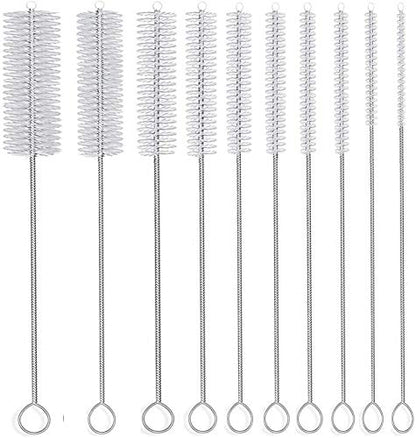 10" Extra Long Tube Brush Set - Small 5 Pack - White | Flexible nylon straw brushes for bottles, cleaning straws, pipe cleaners, glass, keyboard, detailing and deep cleaning - color: White, size: Small 5 Pack (2mm 3mm 4mm 5mm 6mm)