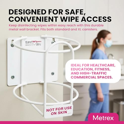 Metrex Wipe Wall Bracket – Wall Mounted Wipes Dispenser, Compatible with CaviWipes, CaviWipes1 & CaviWipes 2.0 Canisters – Durable Holder for Hospitals, Schools & Clinical Settings