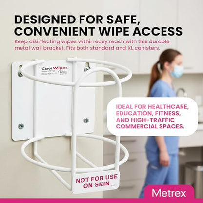 Metrex Wipe Wall Bracket – Wall Mounted Wipes Dispenser, Compatible with CaviWipes, CaviWipes1 & CaviWipes 2.0 Canisters – Durable Holder for Hospitals, Schools & Clinical Settings