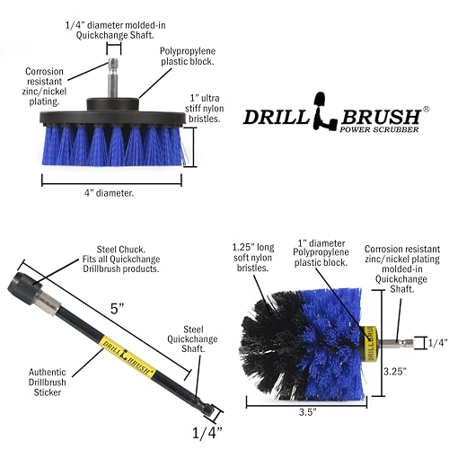 Marine - Kayak - Raft - Canoe - Inflatable - Boat Accessories - Hull Cleaner - Cleaning Supplies - Drill Brush - Spin Brush Kit - Pond Scum, Oily Residue, Weeds, Barnacles, Oxidation - color: Blue