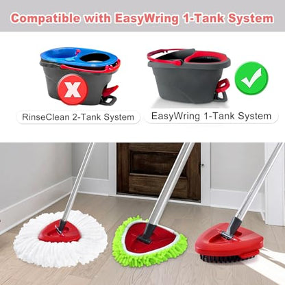Mop Handle for O Cedar,2 Spin Mop Base for Ocedar, Mop Stick Pole Handle Adjustable 30-58" and Replacement Mop Base Part for EasyWring Spin Mop, Lightweight & Durable - color: Red-2-1