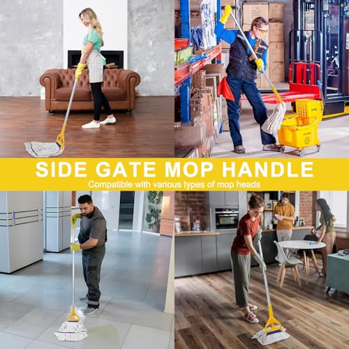 KeFanta 2 Pack Commercial Mop Handle Heavy Duty,60 Inch Aluminum Side Gate Mop Stick,Industrial Wet Mops Head Replacement Holder for Floor Cleaning,Yellow - size: 2 Pack