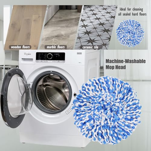 4 Pack Spin Mop Replacement Heads Microfiber Mop Refills Compatible with 2 Tank System Replace Head Safe for Cleaning All Hard-surfaced Floors Includes 1 Extra Mop Replacement Base - size: 4 Mop Refills for 2 Tank System & 1 Mop Base