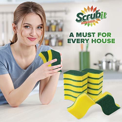 (12 Pack) Heavy Duty Scrub Sponges by SCRUBIT – Kitchen Dish, Sink and Bathroom Cleaning Scrubber Sponge - with Non-Smell Scouring Pad - size: 6 Count (Pack of 2)