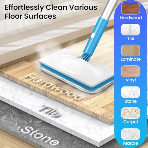 Czlife Z7 Steam Mop for Floor Cleaning, 13-in-1 Handheld Steam Cleaner for Home Tile Grout Hardwood Laminate Furniture Couch Clothes Carpet, Multi-Purpose Floor Steamer Machine, Corded (Blue)