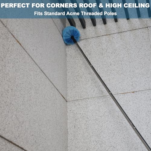 Cobweb Duster Head Brush-Twist-On Spider Web Brush for Outdoor & Indoor Web Cleaning // Fits Standard Acme Threaded Poles // Cobweb Duster Brush Head Only-Blue -1 Pack - style: 1 PACK