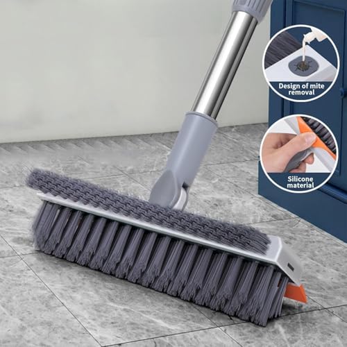 3-in-1 Bathroom Cleaning Brush with Wiper - Long Handle 180° Rotate Toilet Brush, Tiles Cleaning, Floor Scrub for Kitchen and Bathroom Accessories (Orange 3 in 1)