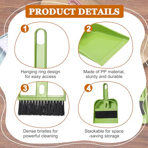 uxcell 2 Pcs Mini Dustpan and Brush Set, Small Broom and Dustpan Set for Home Office Tabletops Sofas Keyboards Cleaning, Bright Green - color: Bright Green