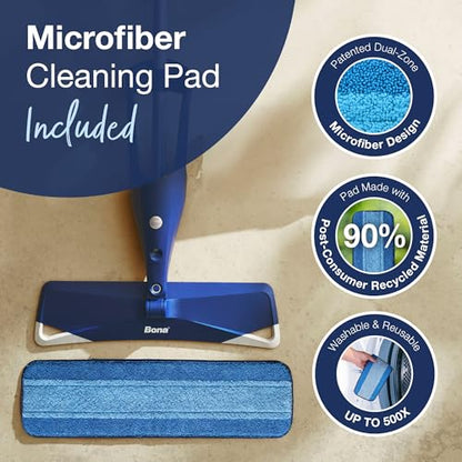 Bona Hardwood Floor Premium Spray Mop - Includes Wood Floor Cleaning Concentrate and Machine Washable Microfiber Cleaning Pad - Dual Zone Cleaning Design for Faster Cleanup - style: Premium Spray Mop: Concentrate Packet