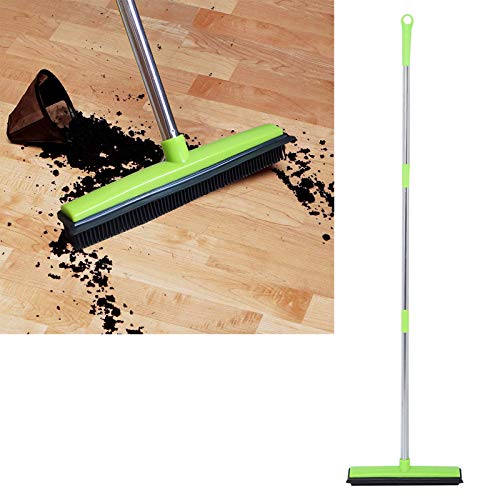 Multifunction Telescopic Floor Carpet Broom Pet Hair Dust Removal Cleaner Sweeper Tools (Green) - color: Green
