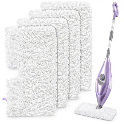 Tidy Monster Steam Mop Replacement Pads, 4 Pack Steam Pocket Mop Pads Compatible with Shark S3500 Series, S3501, S3601, S3550, S3901, SE450, S3801CO, S3601D, S2901, S2902 - color: 4 Pack White