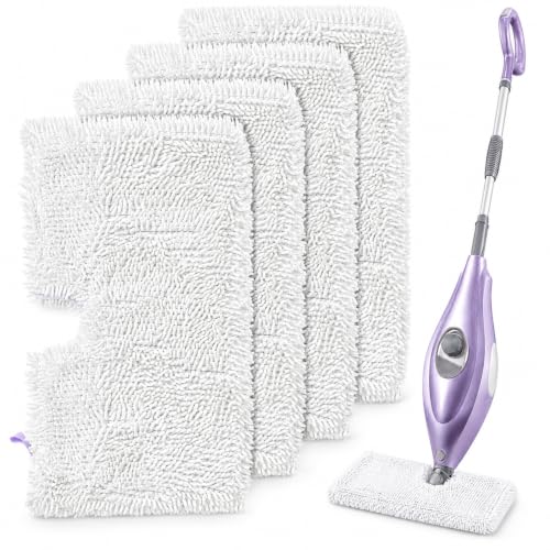 Tidy Monster Steam Mop Replacement Pads, 4 Pack Steam Pocket Mop Pads Compatible with Shark S3500 Series, S3501, S3601, S3550, S3901, SE450, S3801CO, S3601D, S2901, S2902 - color: 4 Pack White