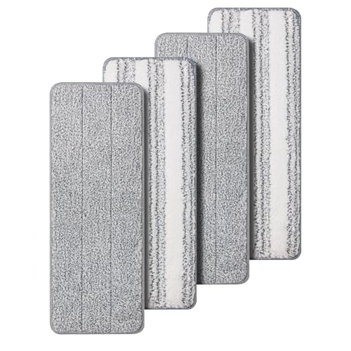 Oshang Flat Mop Head Refill, 13" X 4.9" Flat Mop Pads, Microfiber Mop Pads Flat Mop Replacement Heads (4-Pack) (White and Grey) - color: 4-pack (White + Grey)