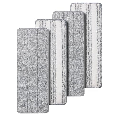 Oshang Flat Mop Head Refill, 13" X 4.9" Flat Mop Pads, Microfiber Mop Pads Flat Mop Replacement Heads (4-Pack) (White and Grey) - color: 4-pack (White + Grey)