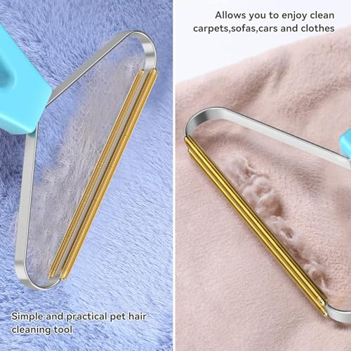 Pet Hair Remover for Furniture, Reusable Lint Cleaner Tool for Couch, Carpet & Clothing – Dual-Sided Pet Hair Removal Rake for Dogs & Cats, Durable Copper Lint Scraper with Ergonomic Handle