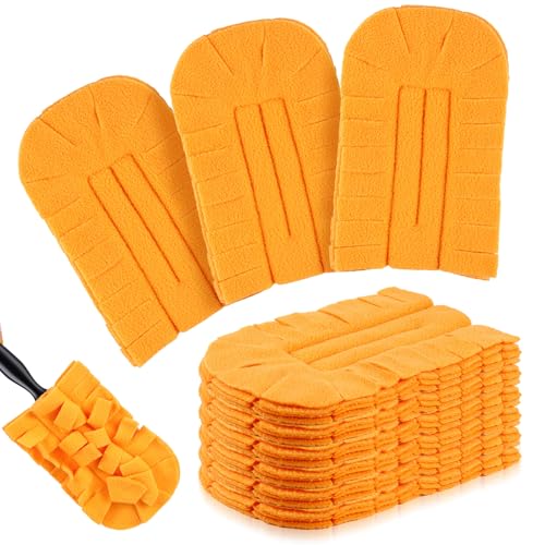 Zubebe 6 Pcs Duster Refill Reusable Fleece Duster Refills Feather Flat Dusters Multi Surface Washable Cleaning Pads Tools for Home, Blinds, Car, Pet, Furniture, Fans (Orange) - color: Orange