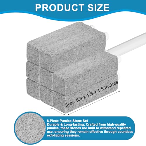 8 Packs Pumice Cleaning Stone with Extra Long Handle, Pumice Stone for Toilet Bowl Clean for Cleaning Toilets, Bathtubs, Grills, Swimming Pools, Sinks - size: 8 Pack