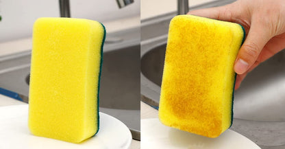 AKOAK 10 Pcs 3.9" x 2.8" x 1.2" Heavy Duty Scrub Sponge – Kitchen Dish, Sink and Bathroom Cleaning Scrubber Sponge