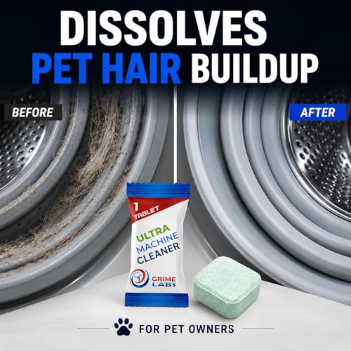 Washing Machine Cleaner Ultra – Pet Owners Edition | Deep Cleaning & Freshening | Removes Odors & Residue from Pet Laundry | Front & Top Load Washers HE Supported | 24 Tablets 1 Year Supply GRIME LABS - style: ULTRA Washing Machine Pet Owners