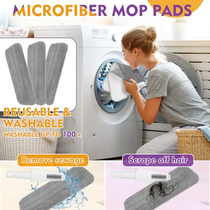Microfiber Spray Mop for Floor Cleaning with Washable Pads,Dry Wet Use | 27 oz Refillable Bottle,3 Reusable Mop Pads,Mops with Sprayer for Hardwood Laminate Vinyl Tile Cleaning - color: Purple