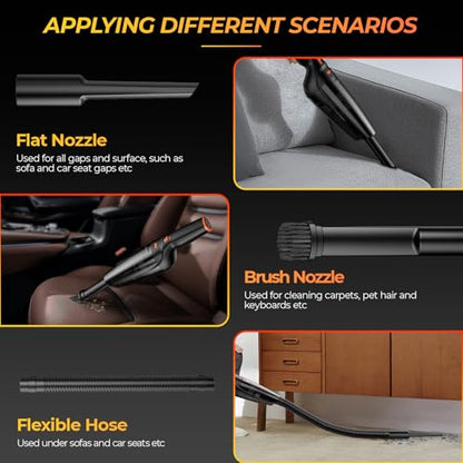 Handheld Vacuum Cordless Rechargeable,Car Vacuum Cleaner with High Power 12000PA Suction,Large-Capacity Battery, with Fast Charging Dock,Dust Busters Wet Dry for Home Car Office Pet