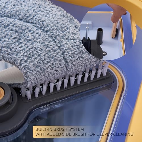 True & Tidy® TrueClean Mop and Bucket System Plus with New Easy Lift Inner Bucket, Self Wringing, Separates Clean from Dirty Water, Folding Mop Head, Dual Brush System, 8-pc Machine Washable Mop Pads - size: Mop & Bucket w/ 8 Mop Pads