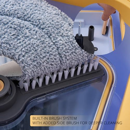 True & Tidy® TrueClean Mop and Bucket System Plus with New Easy Lift Inner Bucket, Self Wringing, Separates Clean from Dirty Water, Folding Mop Head, Dual Brush System, 8-pc Machine Washable Mop Pads - size: Mop & Bucket w/ 8 Mop Pads